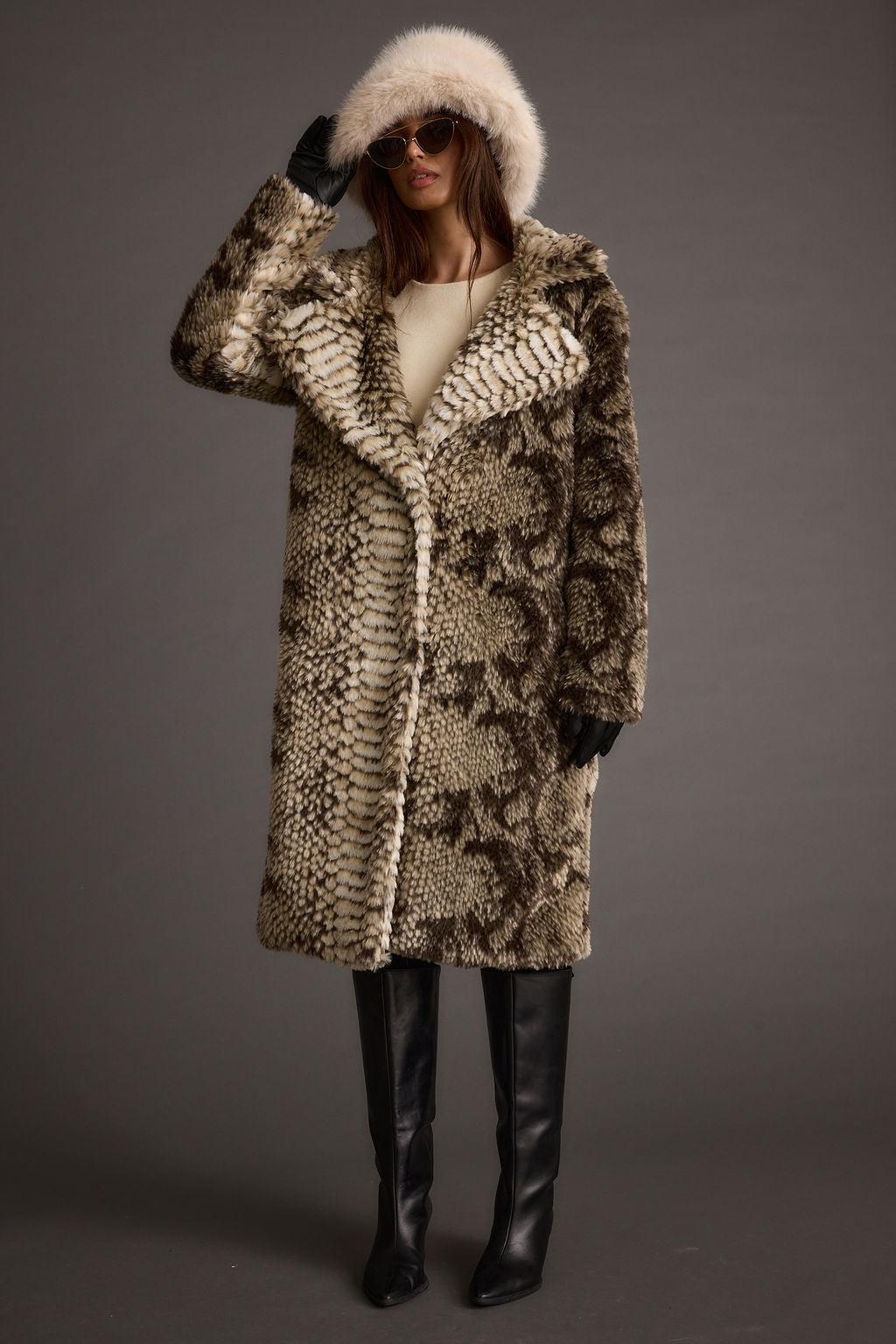 Vivienne Grey Snake Faux Fur Jacket Product Image