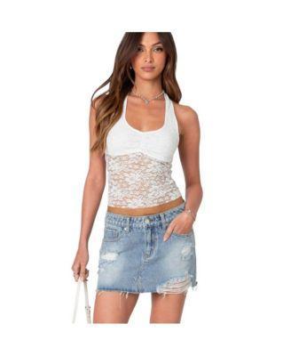 Edikted Womens Tia Sheer Lace Halter Top Product Image