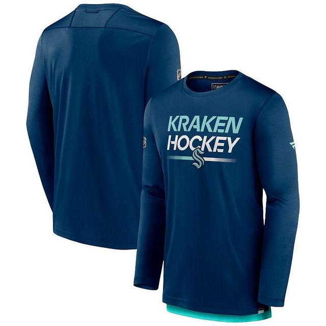 Mens Fanatics Branded Deep Sea Blue Seattle Kraken Authentic Pro Long Sleeve T-Shirt Krk Blue Product Image