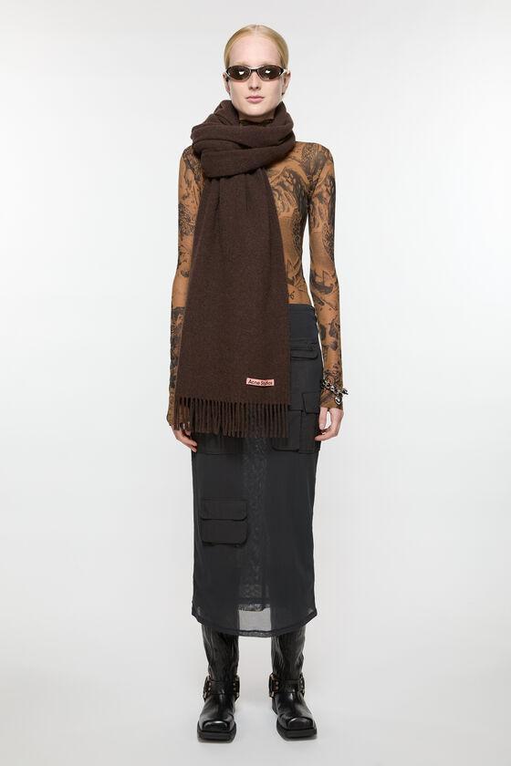 Fringe wool scarf - oversized Product Image