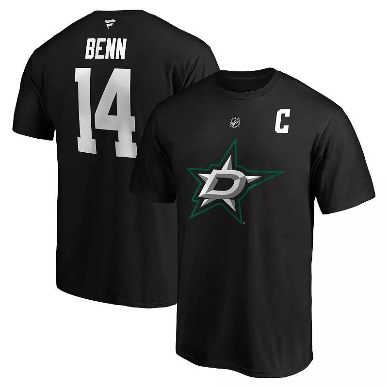 Mens Fanatics Jamie Benn Black Dallas Stars Authentic Stack Name & Number T-Shirt Product Image