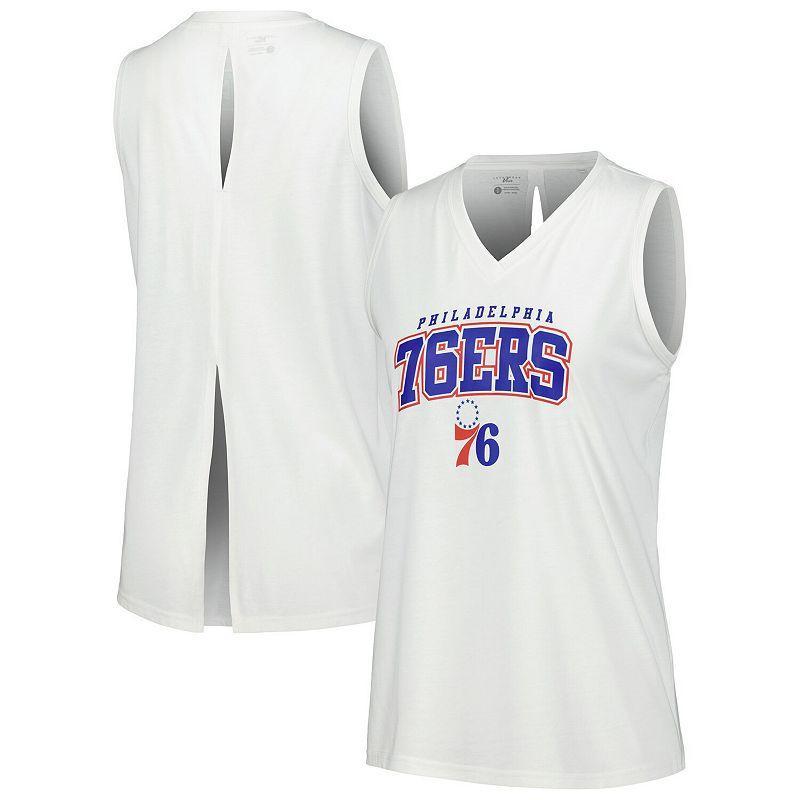 Womens Levelwear White Philadelphia 76ers Paisley Peekaboo Tank Top Product Image