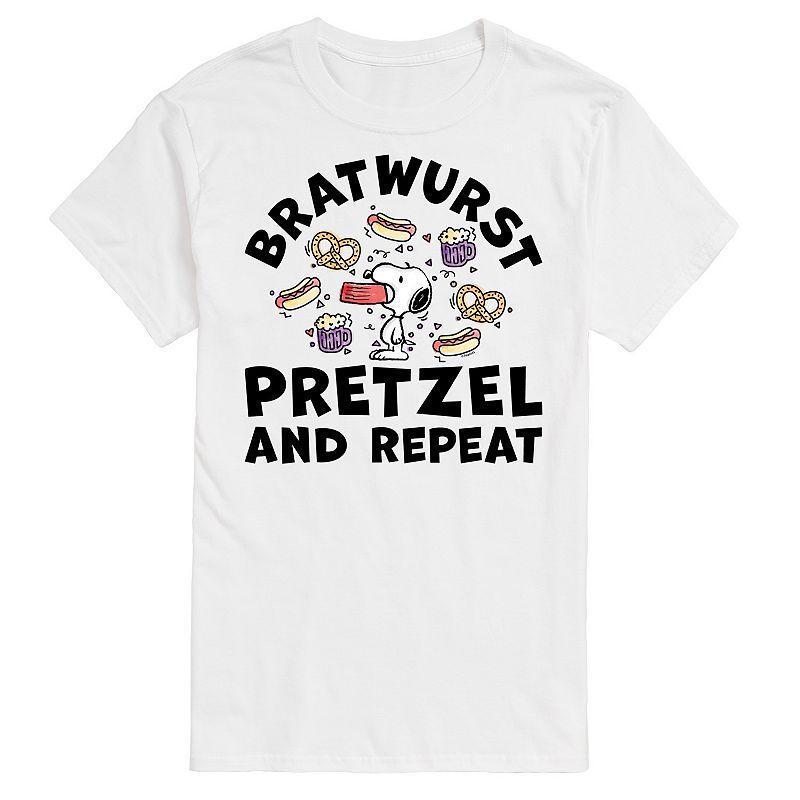 Big & Tall Peanuts Bratwurst Pretzel And Repeat Graphic Tee, Mens Product Image