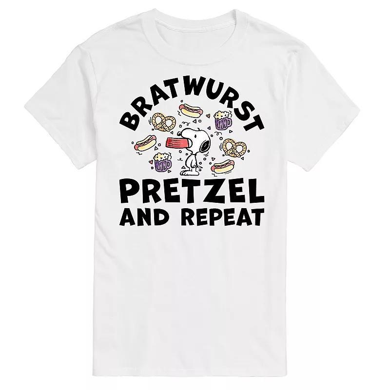 Big & Tall Peanuts Bratwurst Pretzel And Repeat Graphic Tee, Mens Product Image