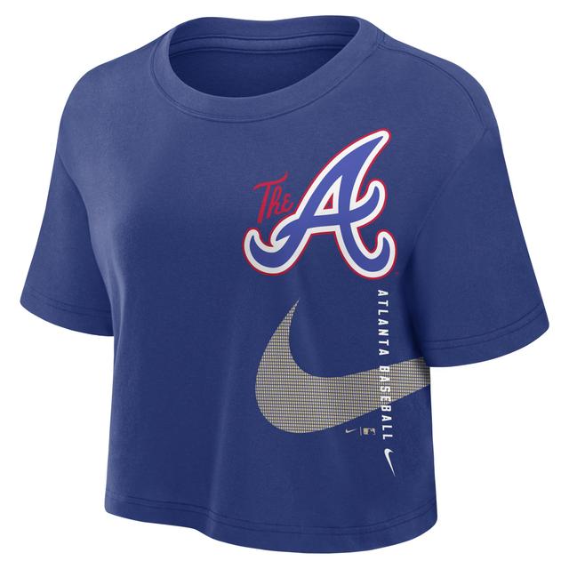 Womens Nike Royal Atlanta Braves City Connect Performance Cropped T-Shirt Product Image