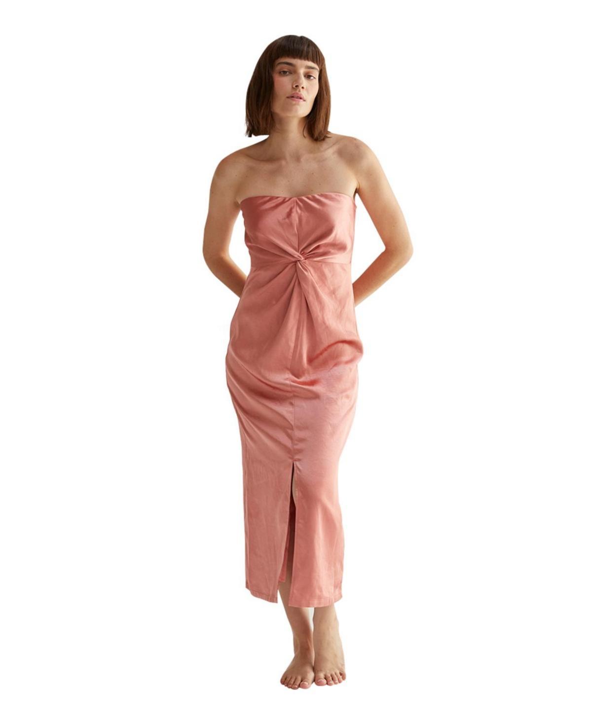 Crescent Womens Lina Front Twist Satin Midi Dress - Light Product Image