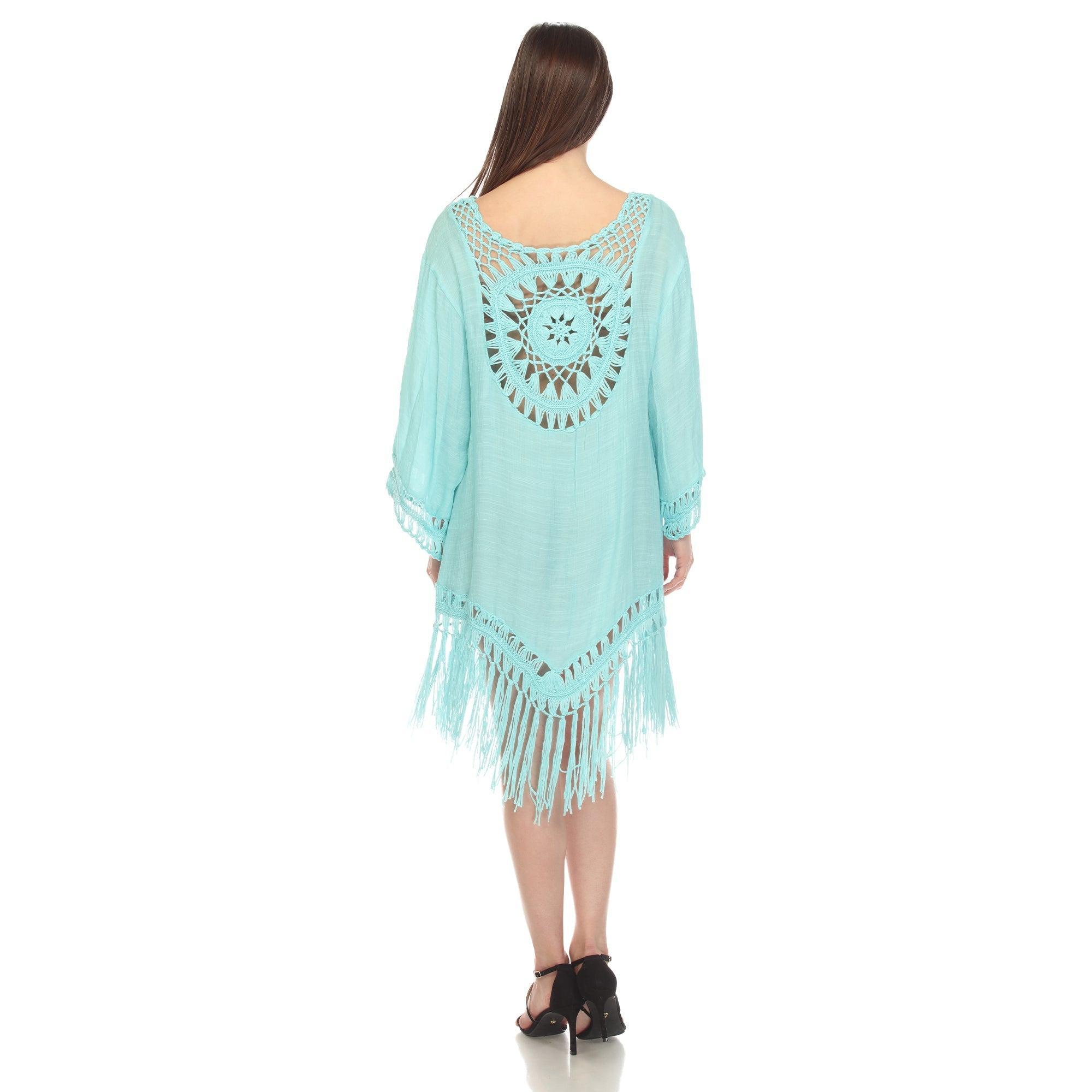 Crocheted Fringed Trim Dress Cover Up - Plus Product Image