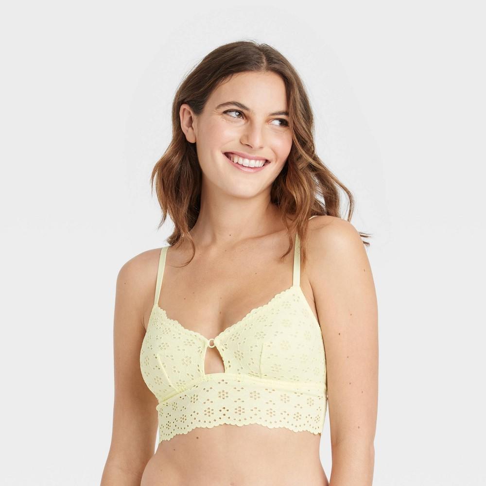 Womens Eyelet Bralette - Colsie Light Yellow Product Image