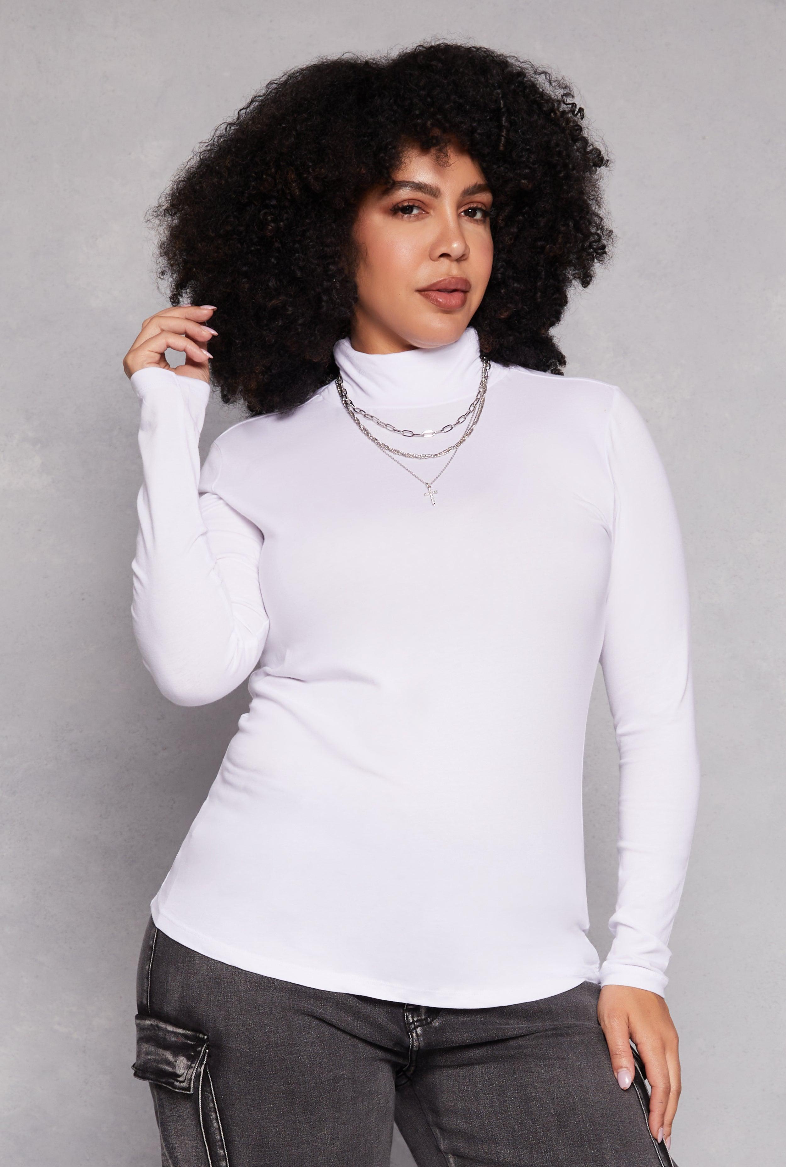 Womens Plus Size Ruched Mock Neck T Shirt Product Image