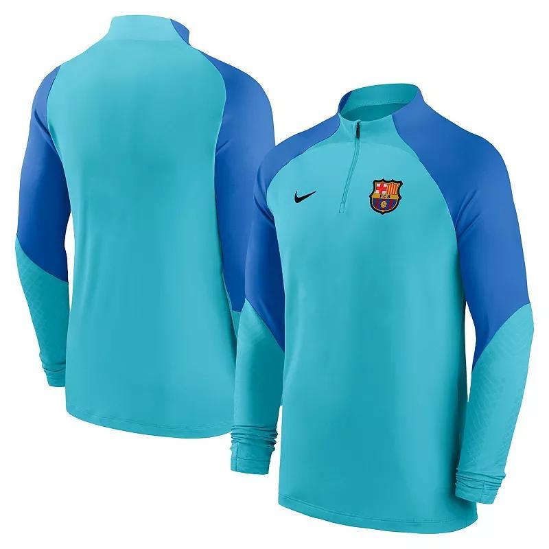 Mens Nike Blue Barcelona Strike Drill Performance Raglan Quarter-Zip Long Sleeve Top Product Image