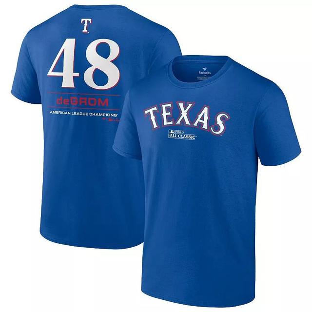 Mens Fanatics Branded Jacob deGrom Royal Texas Rangers 2023 American League Champions Player Name & Number T-Shirt Product Image