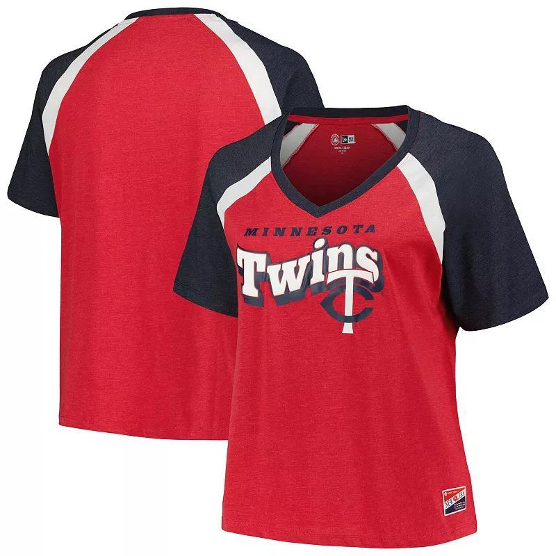 Womens New Era Minnesota Twins Plus Size Raglan V-Neck T-Shirt Product Image