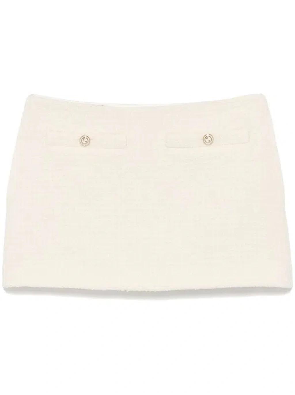 Bouclé Skirt Gold-tone Buttons In 9200 - Ivory Product Image