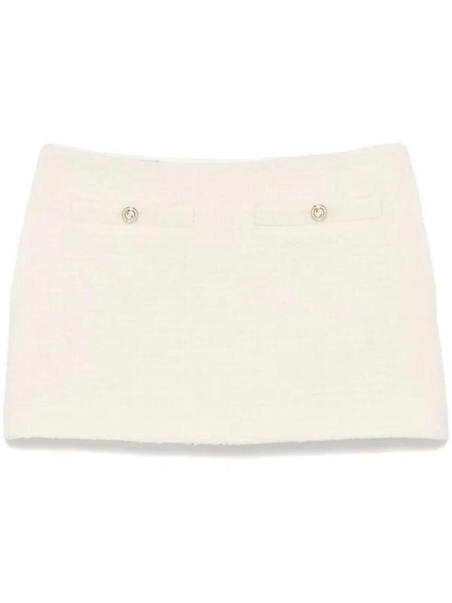 Bouclé Skirt Gold-tone Buttons In 9200 - Ivory Product Image