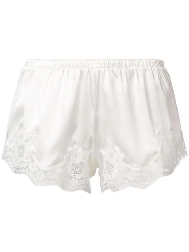 DOLCE & GABBANA Satin Shorts With Lace In White Product Image