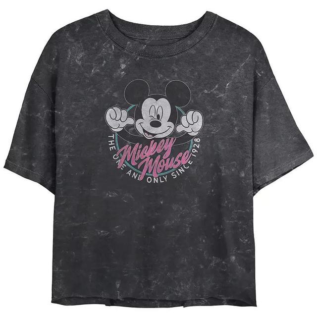 Disneys Mickey Mouse The One And Only Mineral Wash Juniors Cropped Graphic Tee, Womens Product Image