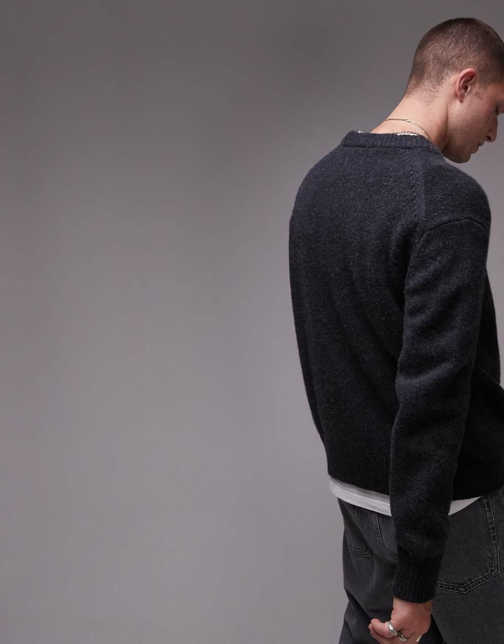 ARKET wool blend oversized sweater in washed black Product Image