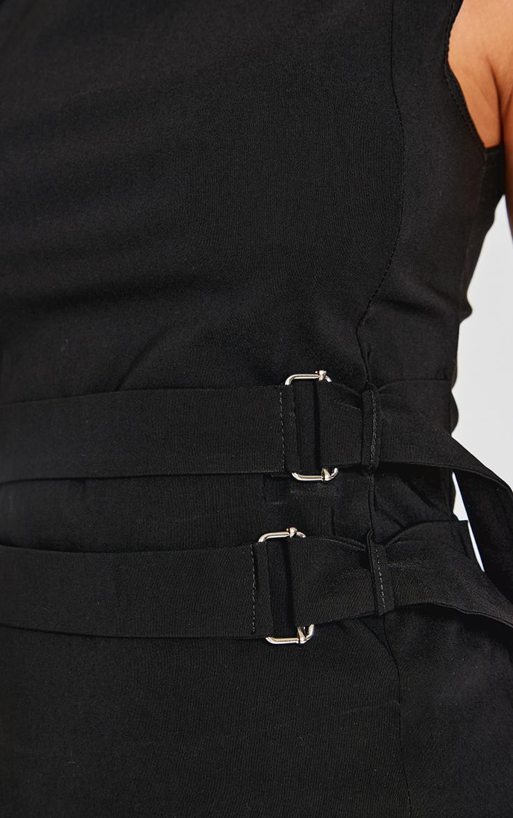 Black Bengaline Boatneck Buckle Detail Long Top Product Image