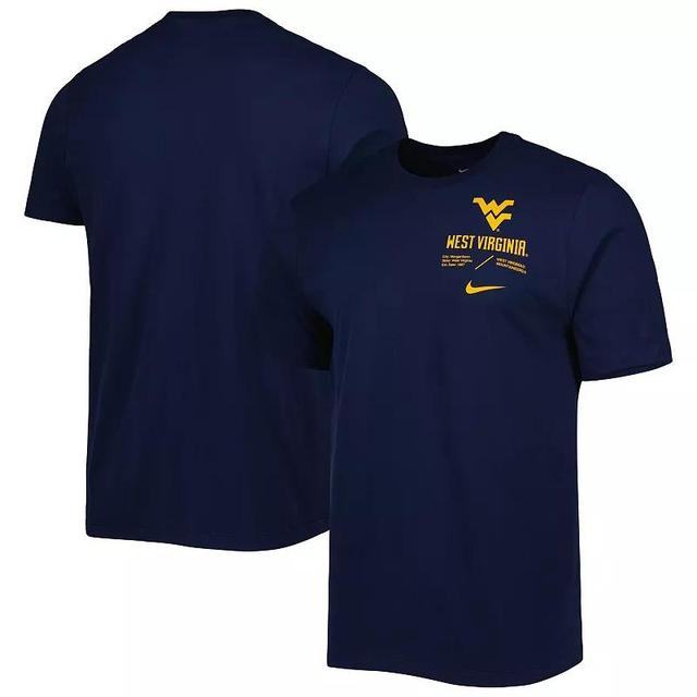 Mens Nike West Virginia Mountaineers Team Practice Performance T-Shirt Blue Product Image