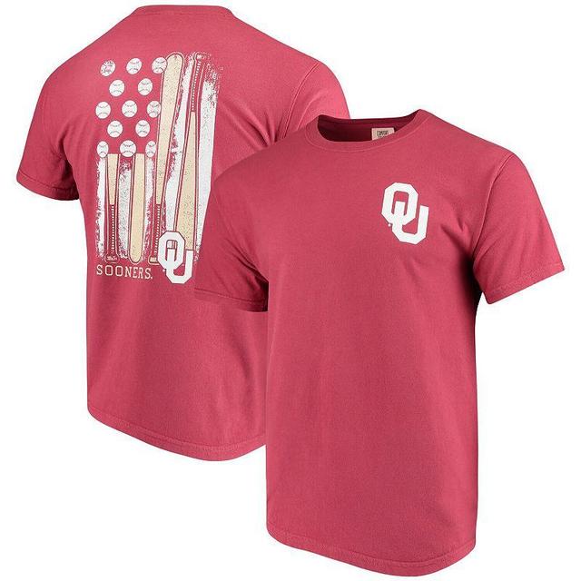 Mens Crimson Oklahoma Sooners Baseball Flag Comfort Colors T-Shirt Product Image