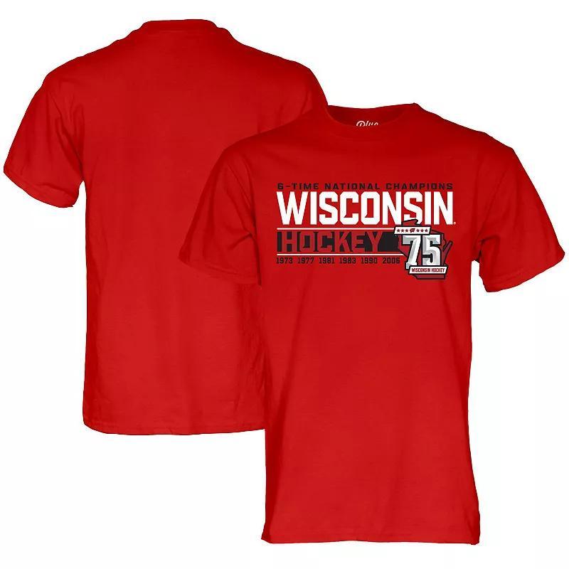 Mens Blue 84 Wisconsin Badgers Mens Hockey 75th Season & Six-Time National Champions T-Shirt Product Image