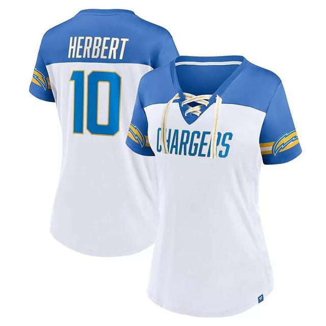 Womens Fanatics Branded Justin Herbert Los Angeles Chargers Athena Name & Number V-Neck Top Product Image