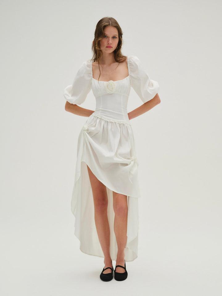 Whipped Cream Taffeta Maxi Dress — White Product Image