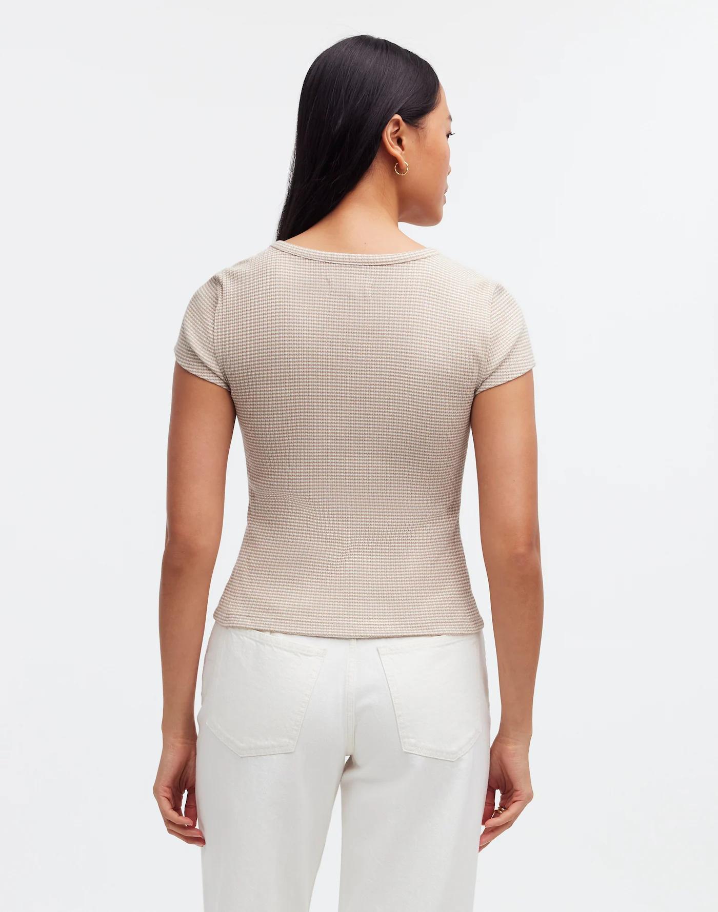 Ribbed Split-Neck Tee Product Image