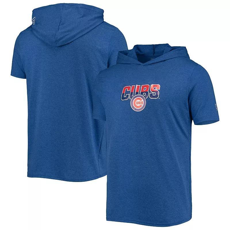 Mens New Era Heathered Royal Chicago Cubs Hoodie T-Shirt Product Image