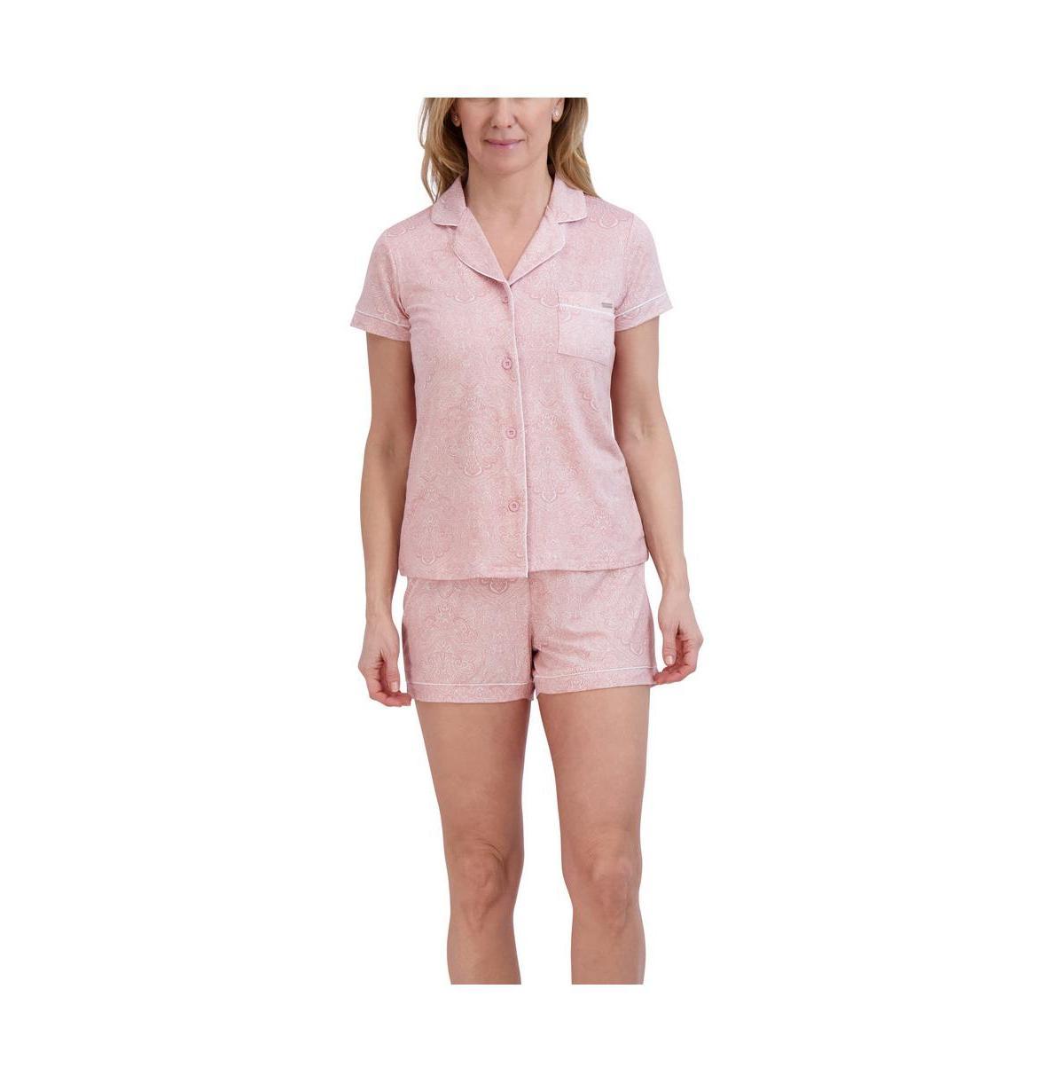 Tahari Womens Short Sleeve Notch Collar Top and Shorts 2 Piece Pajama Set Product Image