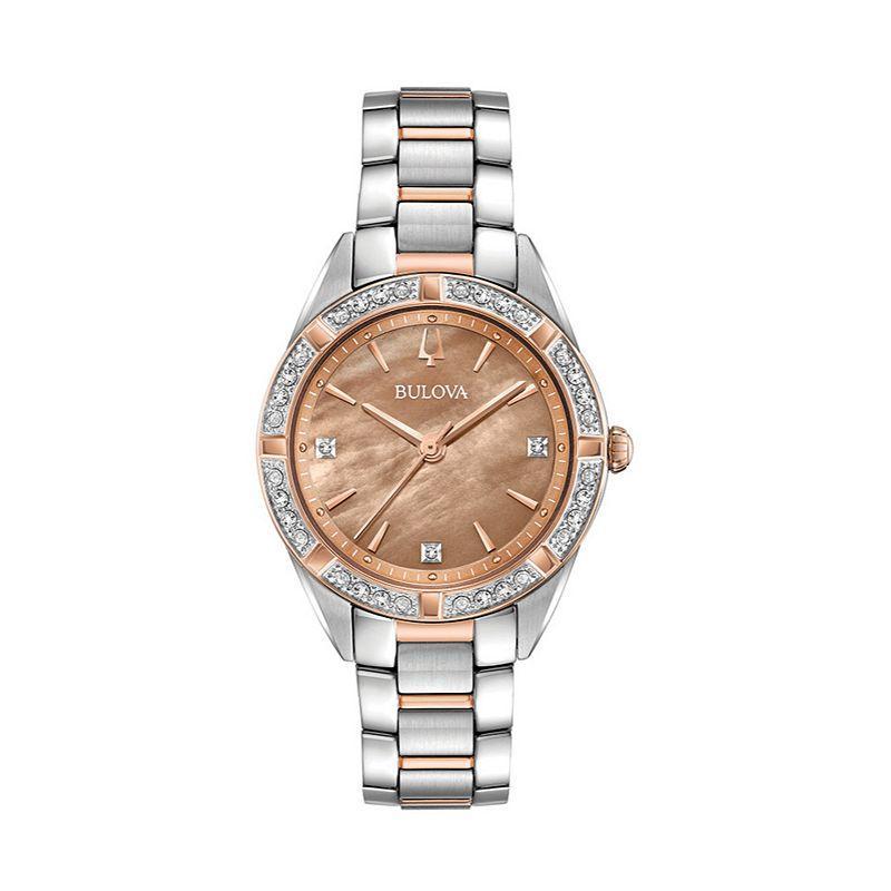 Bulova Ladies Sutton Diamond Dial Watch, Silver Product Image