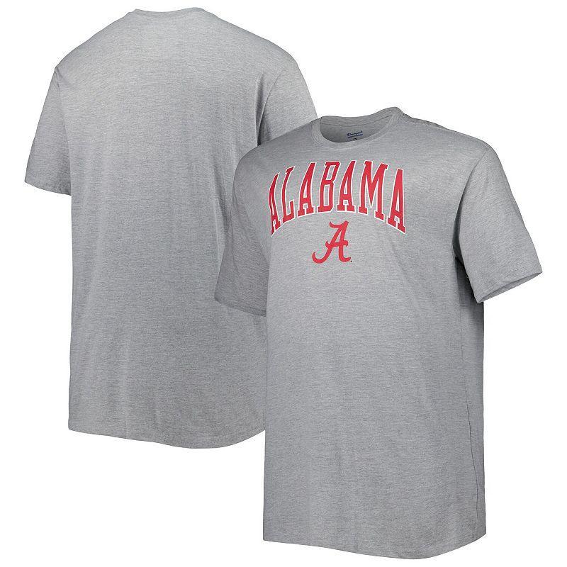 Mens Champion Heathered Gray Alabama Crimson Tide Big & Tall Team Arch Over Wordmark T-Shirt Product Image