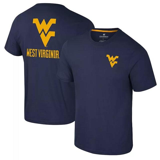 Mens Colosseum West Virginia Mountaineers Logo Lockup 2-Hit Active Blend T-Shirt Blue Product Image