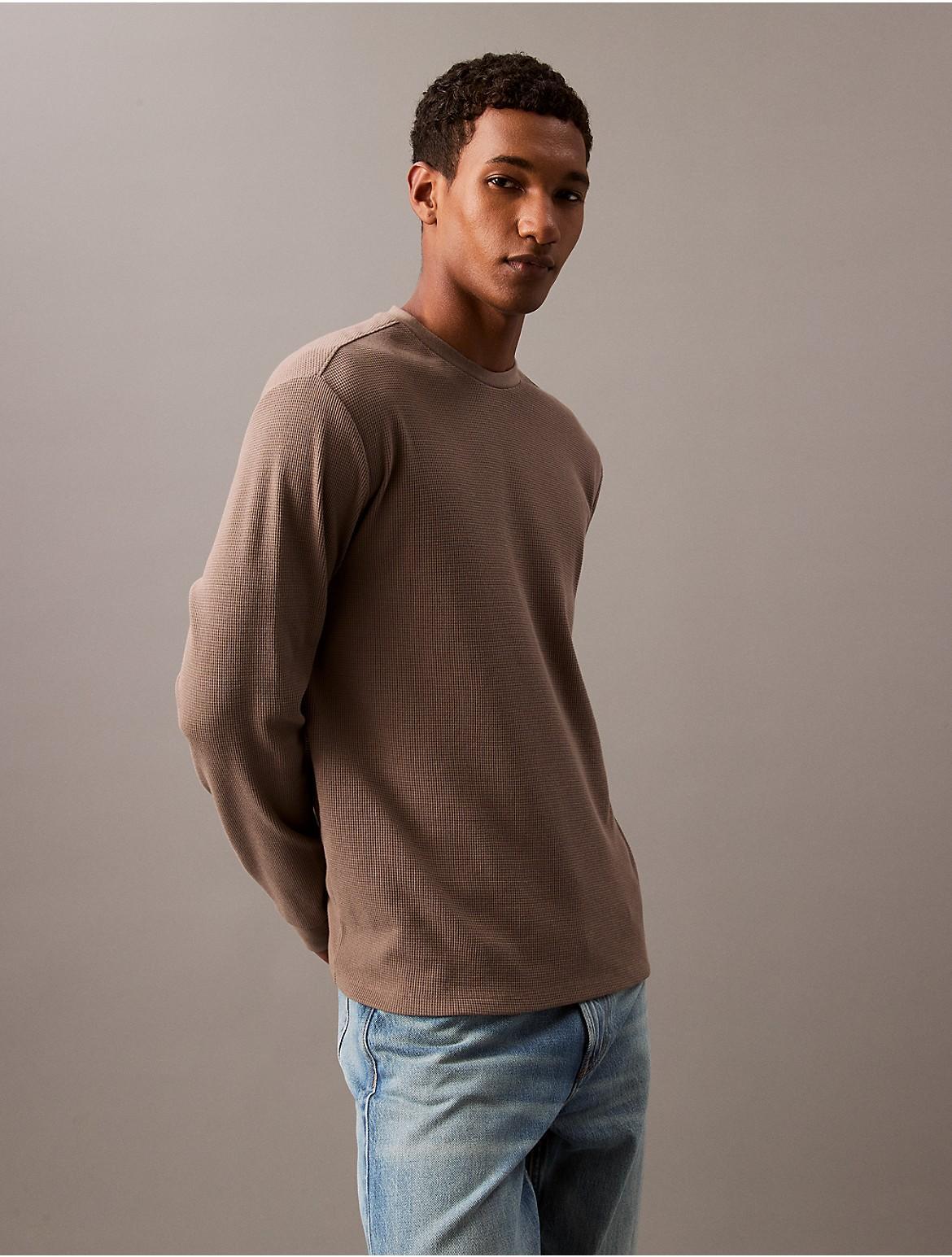 Calvin Klein Mens Classic-Fit Waffle-Knit Long-Sleeve T-Shirt Product Image