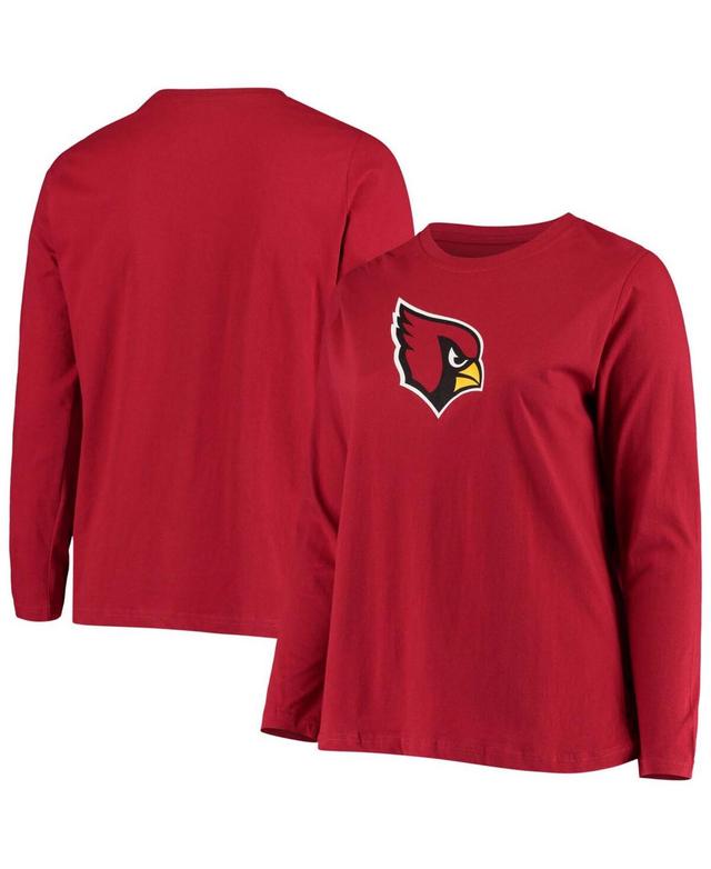 Womens Plus Size Cardinal Arizona Cardinals Primary Logo Long Sleeve T-shirt Product Image