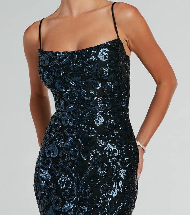 Tori Cowl Neck Mermaid Sequin Mesh Formal Dress Product Image