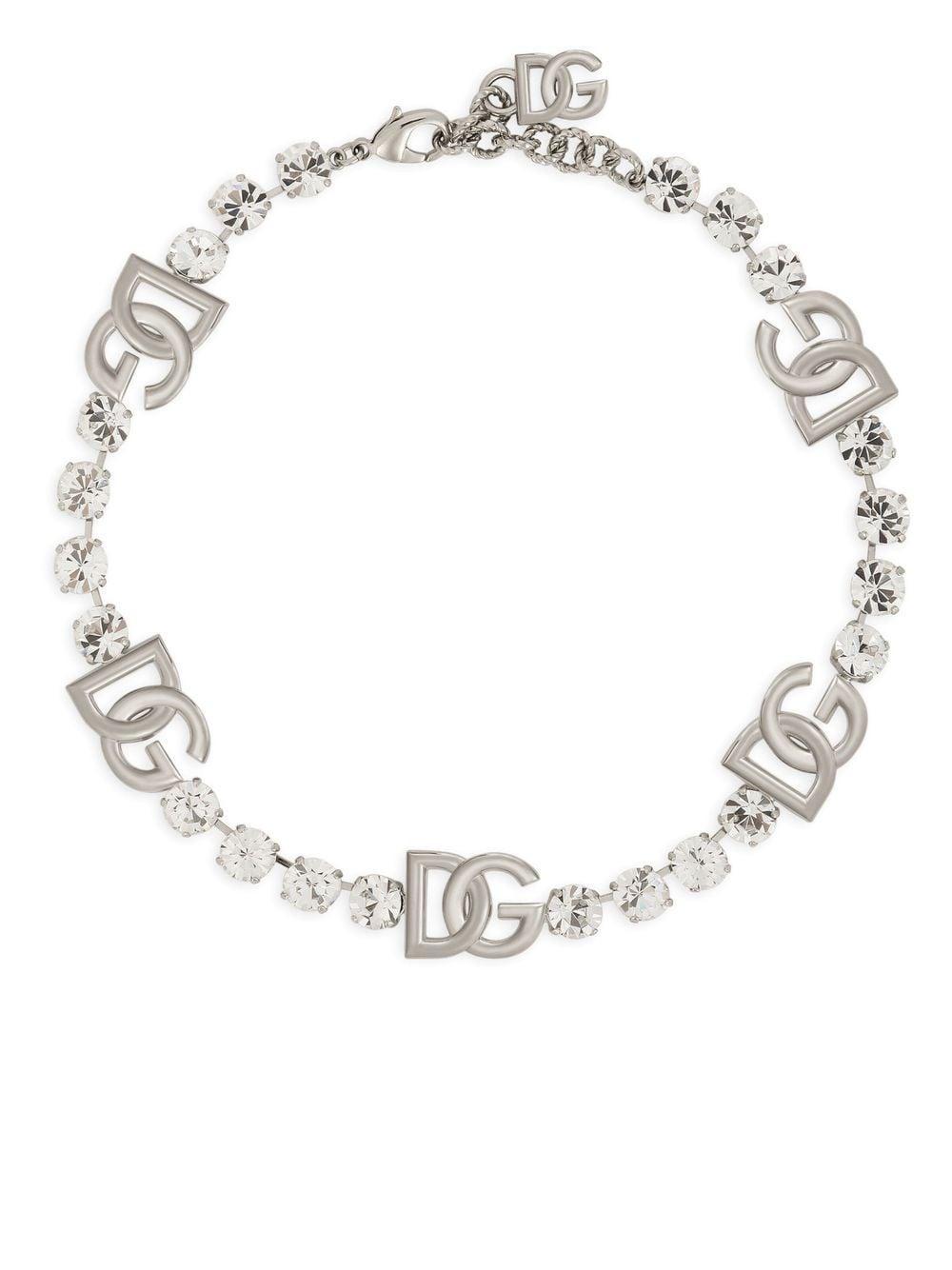 Dg-logo Crystal-embellished Necklace In Silver Product Image