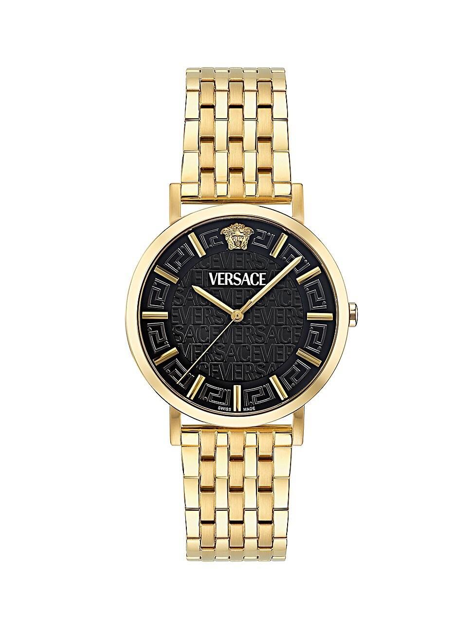 Mens Greca Slim IP Yellow Gold Bracelet Watch, 40mm Product Image