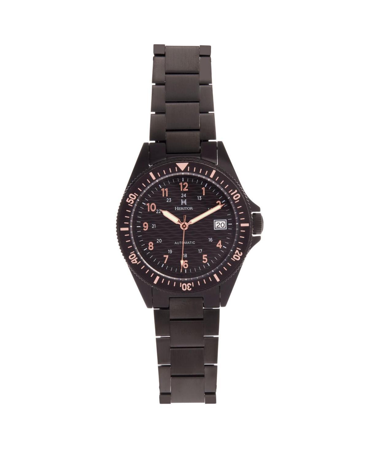 Heritor Automatic Mens Stainless Steel Calder Bracelet Watch w/Date - Black - Black Product Image