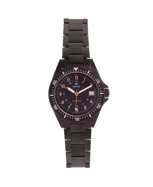 Heritor Automatic Mens Stainless Steel Calder Bracelet Watch w/Date - Black - Black Product Image