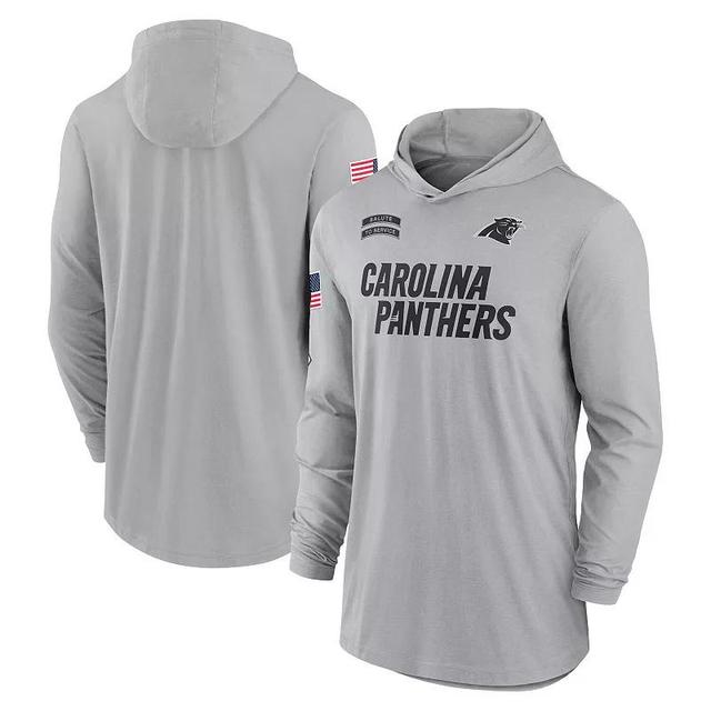 Mens Nike Gray Carolina Panthers 2024 Salute to Service Lightweight Performance Long Sleeve Hooded T-Shirt Product Image