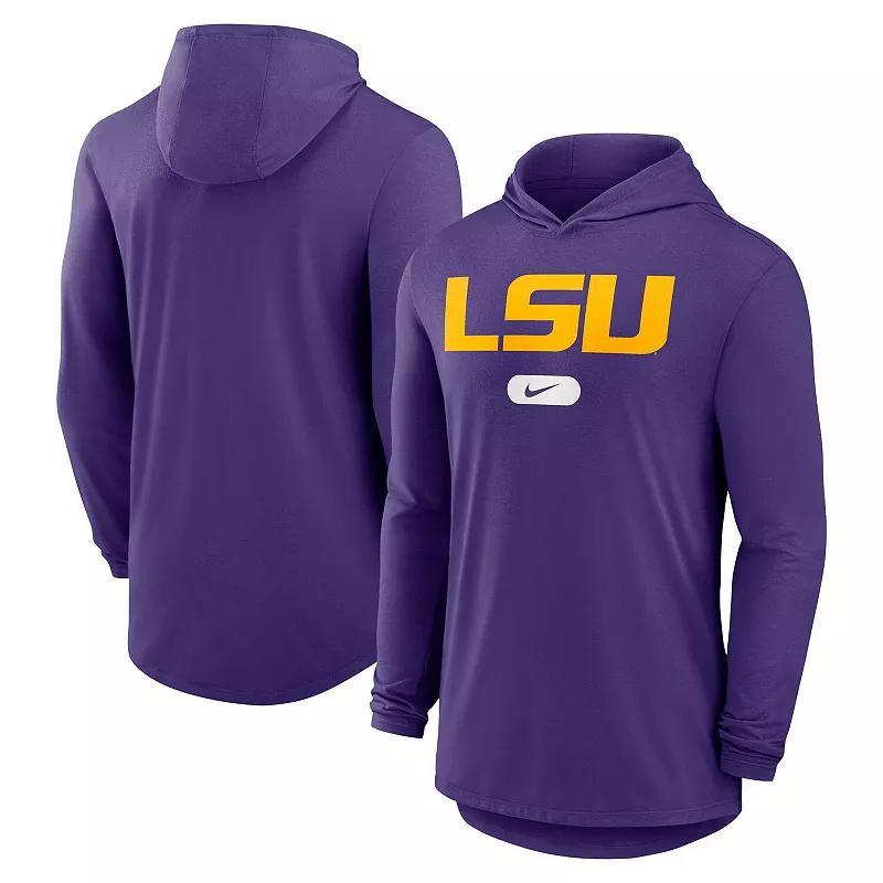 Mens Nike LSU Tigers Lightweight Performance Long Sleeve Hoodie T-Shirt Product Image