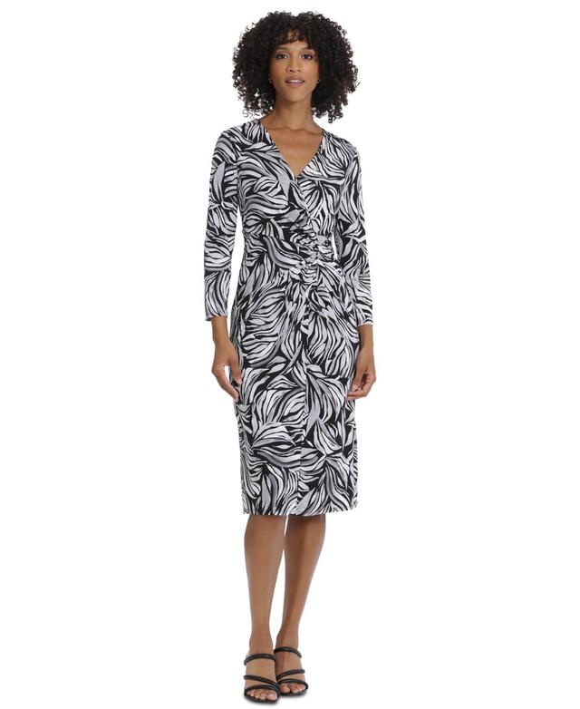 Maggy London Womens Matte Jersey Botanical Wrap Dress - Black Product Image