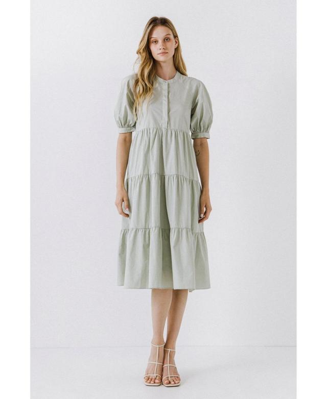 English Factory Womens Short Puff Sleeve Midi Dress Product Image