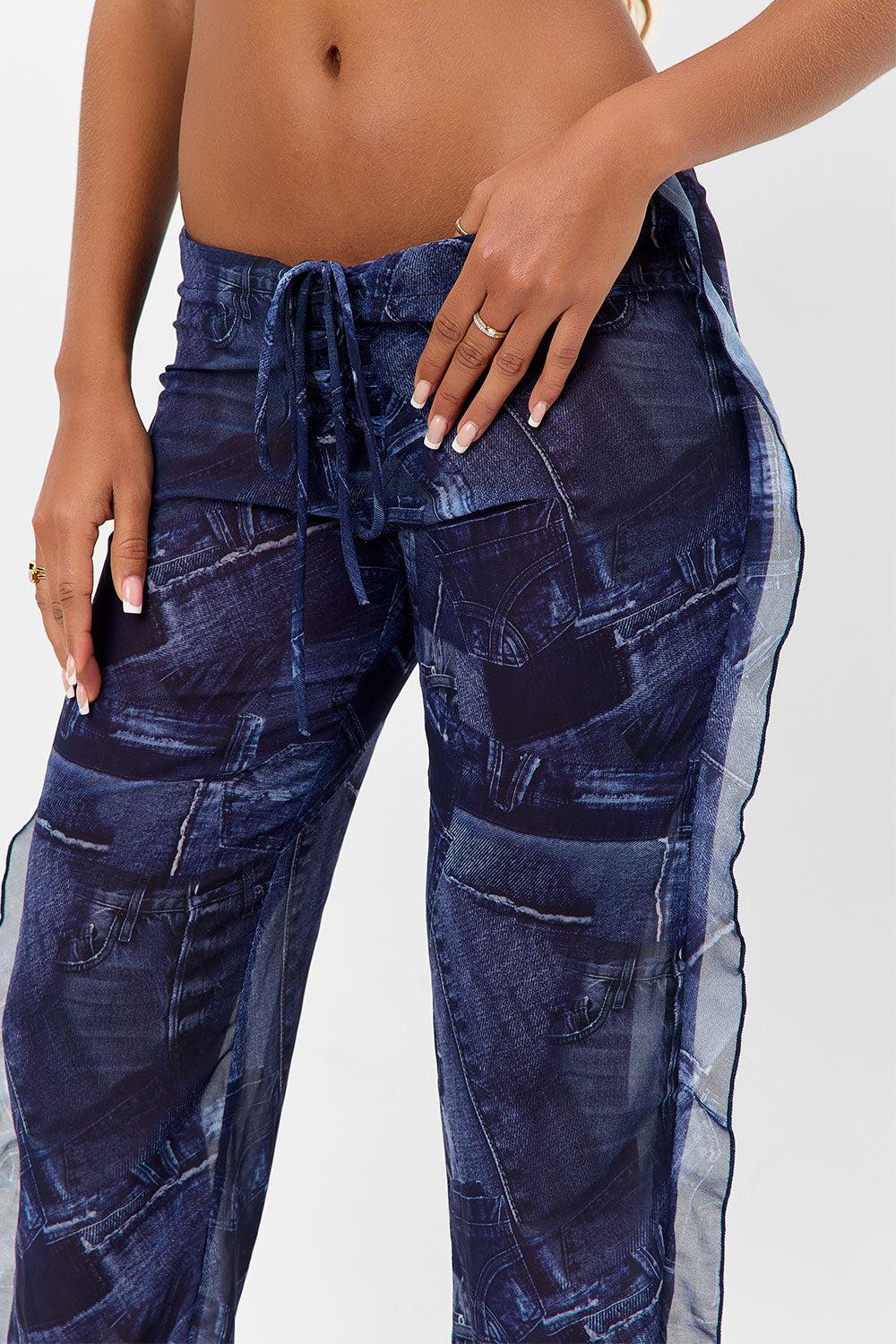 Molly Low Rise Pants - Blue Jean Product Image