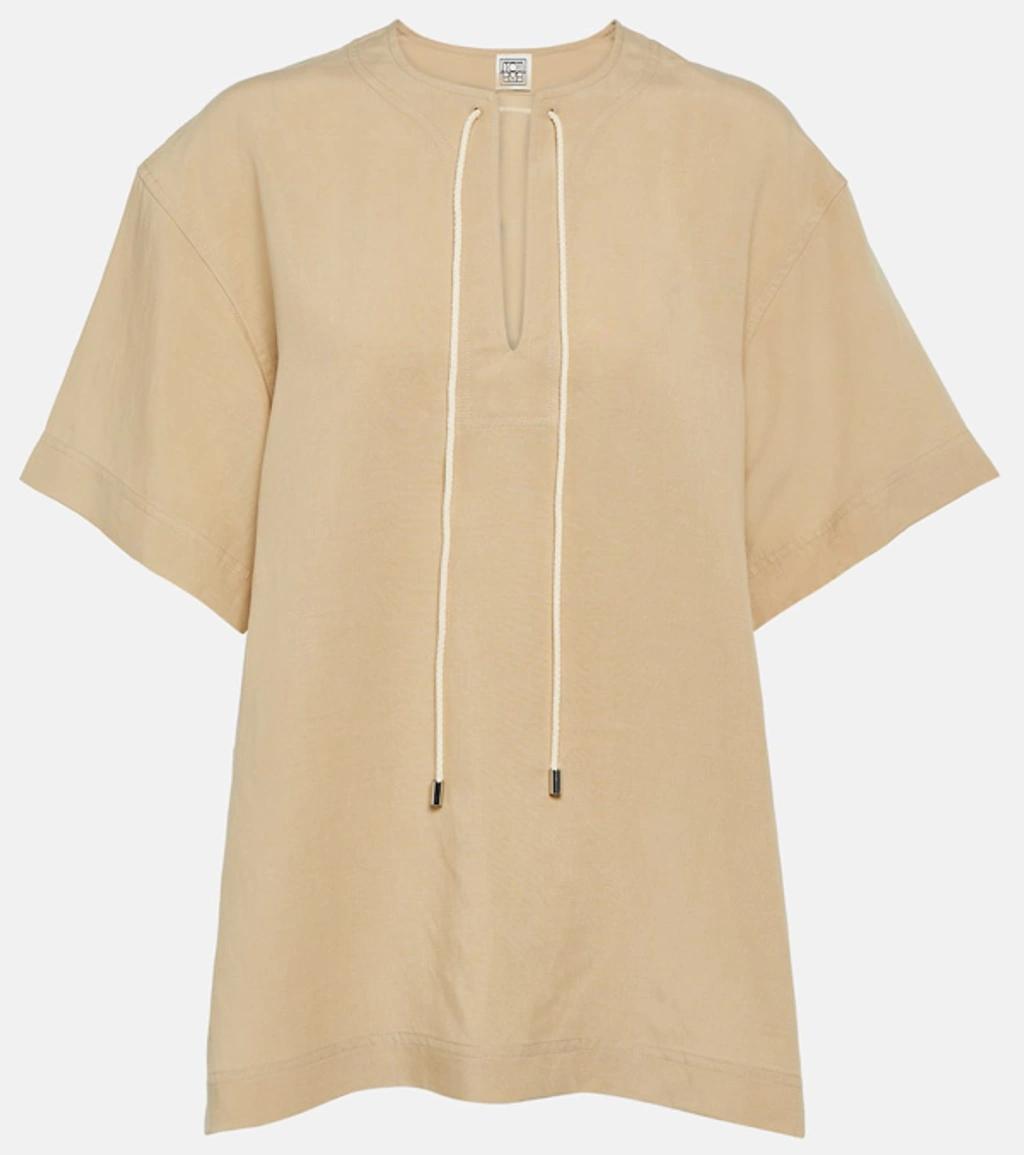 Self-tie Top In 809 Overcast Beige Product Image