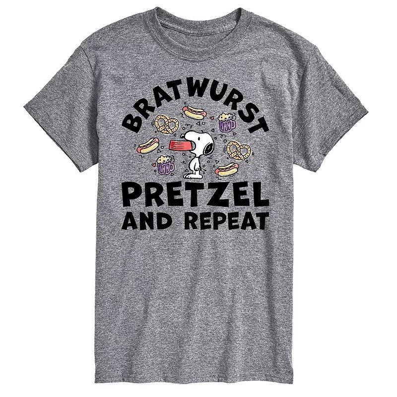 Big & Tall Peanuts Bratwurst Pretzel And Repeat Graphic Tee, Mens Product Image