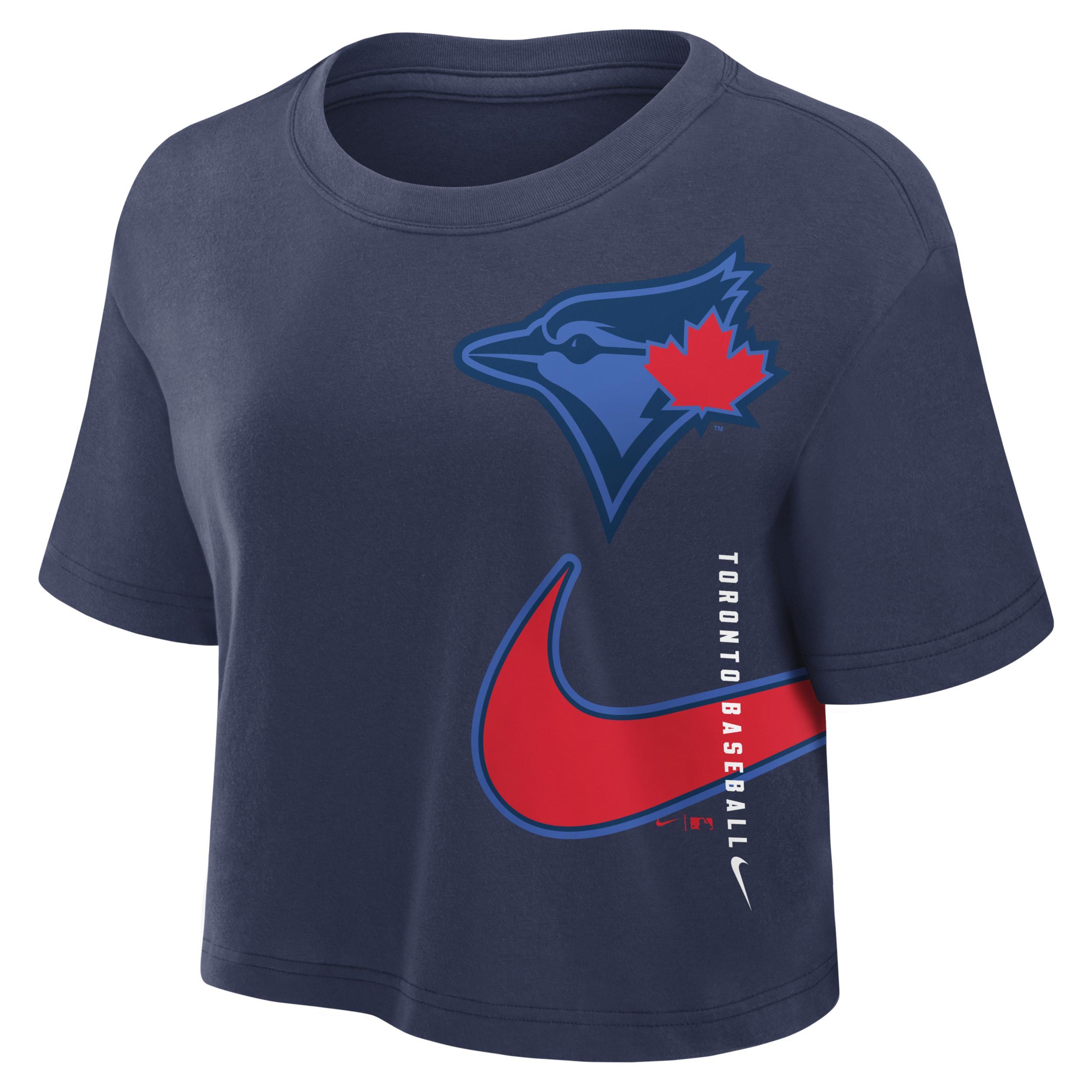 Toronto Blue Jays City Connect Nike Women's Dri-FIT MLB Cropped T-Shirt Product Image