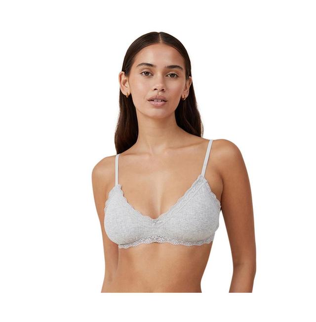 Cotton On Womens Organic Cotton Lace Triangle Padded Bralette Product Image