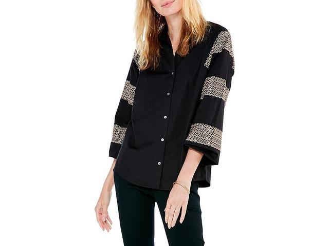 NIC+ZOE Touch of Sequin Shirt Onyx) Women's Clothing Product Image